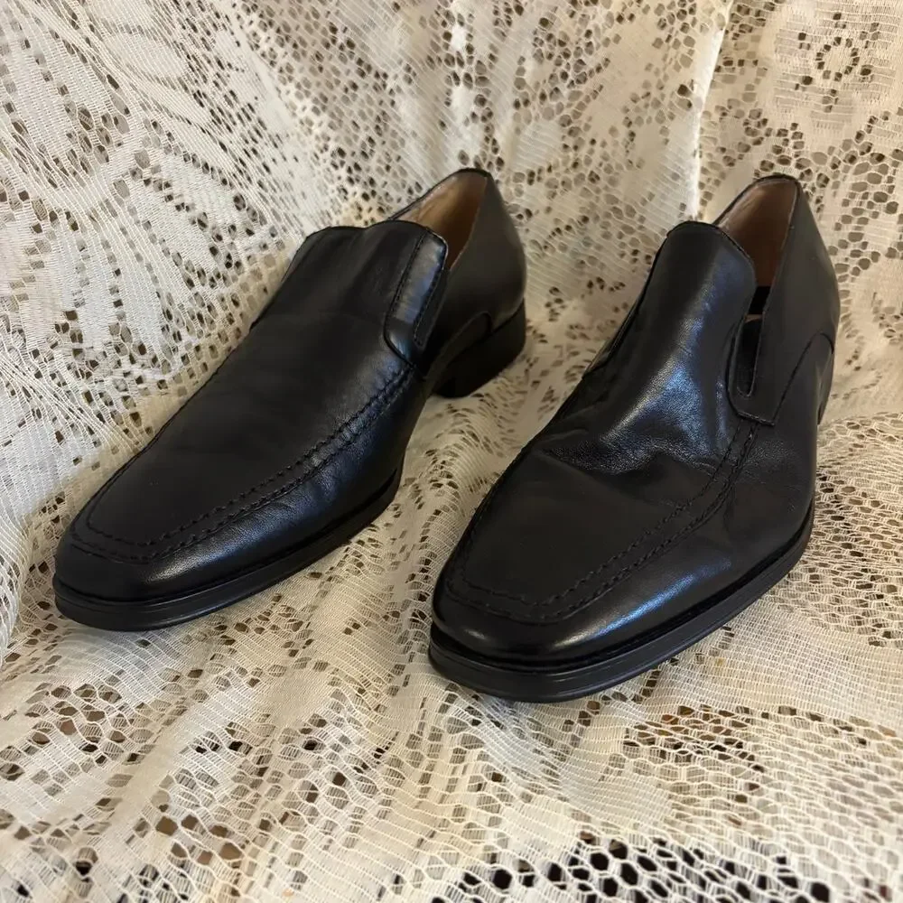 Joseph Abboud Men's US 10.5 D Black Leather Loafers Shoes